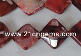 CAG4886 15 inches 14*14mm faceted diamond fire crackle agate beads