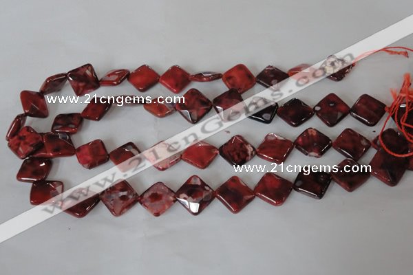 CAG4886 15 inches 14*14mm faceted diamond fire crackle agate beads