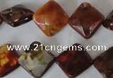 CAG4887 15 inches 14*14mm faceted diamond fire crackle agate beads