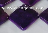 CAG4888 15 inches 25*25mm faceted diamond fire crackle agate beads