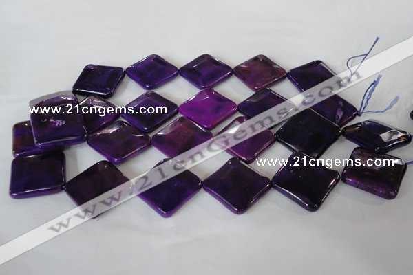 CAG4888 15 inches 25*25mm faceted diamond fire crackle agate beads