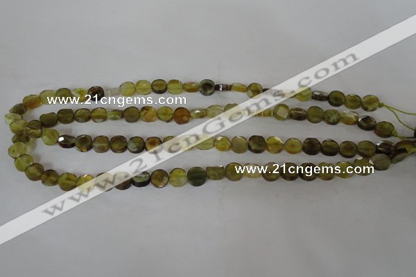 CAG4890 15 inches 8mm faceted coin fire crackle agate beads
