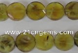 CAG4891 15 inches 12mm faceted coin fire crackle agate beads