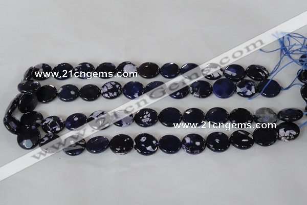 CAG4892 15 inches 15mm faceted coin fire crackle agate beads