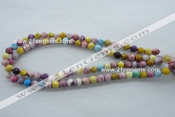 CAG4901 15.5 inches 8mm faceted round dyed white agate beads