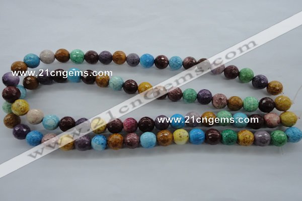 CAG4902 15.5 inches 10mm faceted round dyed white agate beads