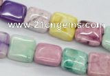 CAG4910 15.5 inches 12*12mm square dyed white agate beads