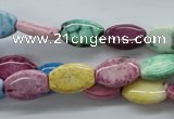 CAG4916 15.5 inches 10*14mm flat drum dyed white agate beads