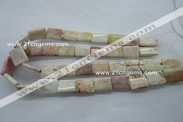 CAG4928 15.5 inches 16*20mm rectangle dyed white agate beads