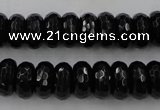 CAG5065 15.5 inches 6*12mm faceted rondelle black agate beads