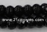 CAG5066 15.5 inches 10*13mm faceted rondelle black agate beads