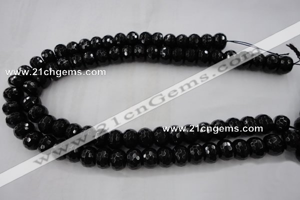 CAG5066 15.5 inches 10*13mm faceted rondelle black agate beads