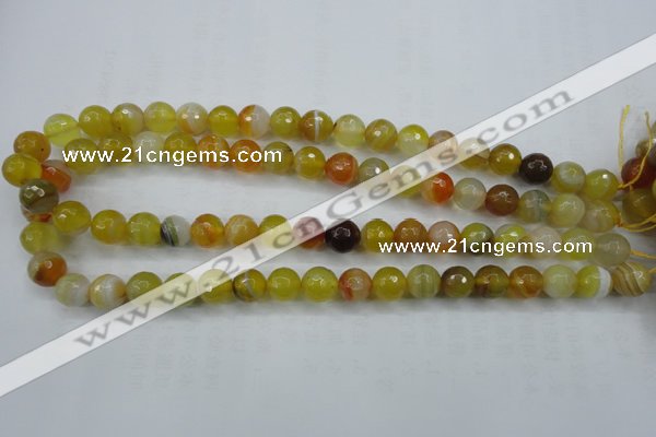 CAG5102 15.5 inches 8mm faceted round line agate beads wholesale