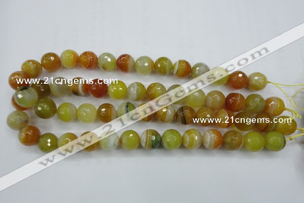 CAG5104 15.5 inches 12mm faceted round line agate beads wholesale