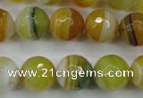 CAG5105 15.5 inches 14mm faceted round line agate beads wholesale