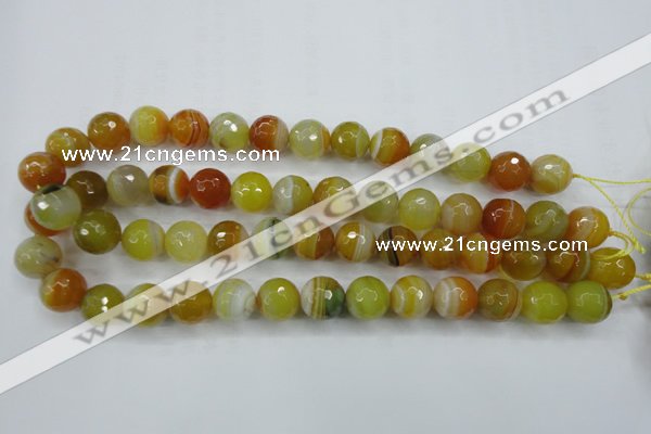 CAG5105 15.5 inches 14mm faceted round line agate beads wholesale