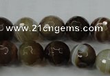 CAG5109 15.5 inches 12mm faceted round line agate beads wholesale