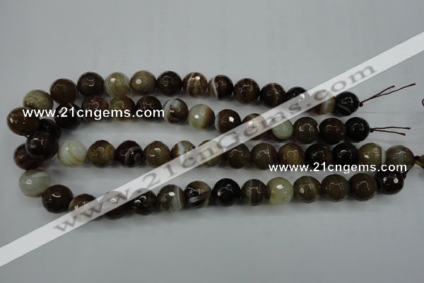 CAG5109 15.5 inches 12mm faceted round line agate beads wholesale