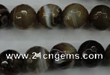 CAG5110 15.5 inches 14mm faceted round line agate beads wholesale