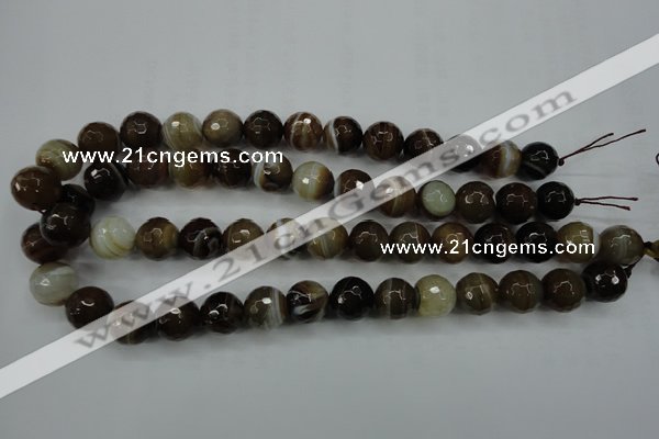 CAG5110 15.5 inches 14mm faceted round line agate beads wholesale