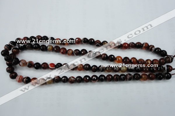 CAG5112 15.5 inches 8mm faceted round line agate beads wholesale