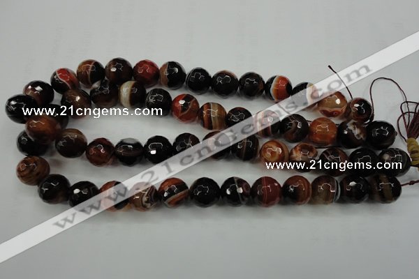 CAG5114 15.5 inches 12mm faceted round line agate beads wholesale