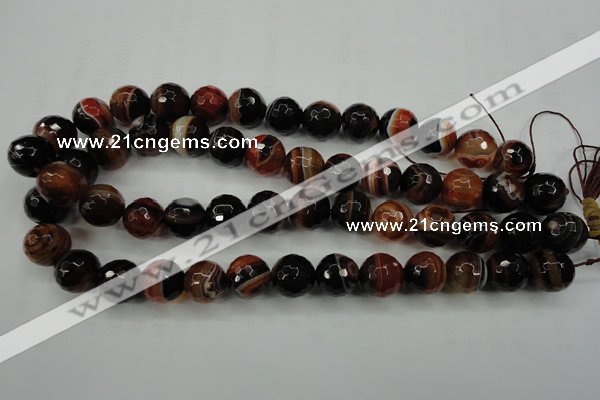 CAG5115 15.5 inches 14mm faceted round line agate beads wholesale