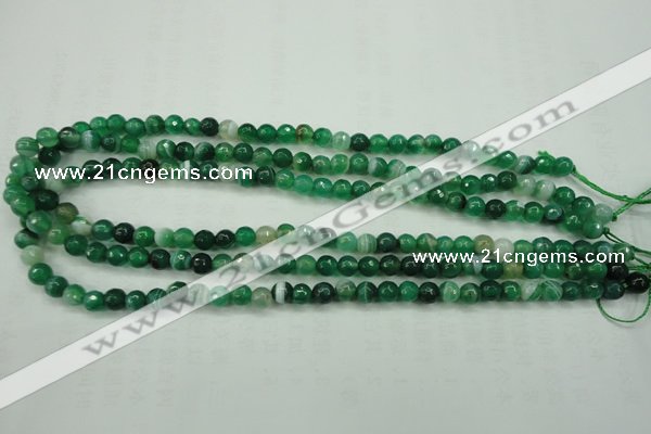 CAG5120 15.5 inches 4mm faceted round line agate beads wholesale