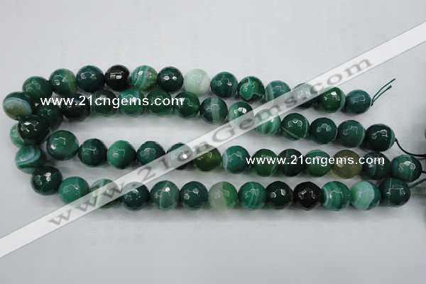 CAG5124 15.5 inches 12mm faceted round line agate beads wholesale