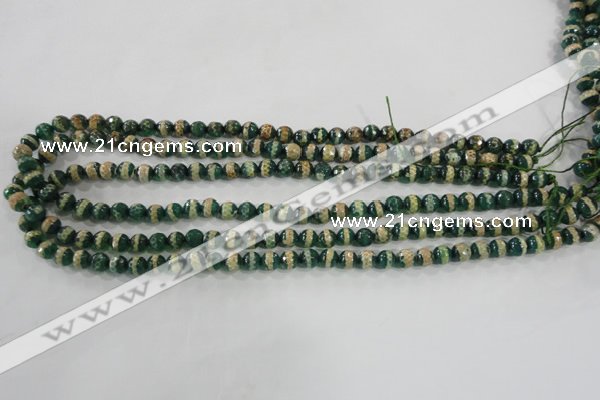 CAG5136 15 inches 6mm faceted round tibetan agate beads wholesale