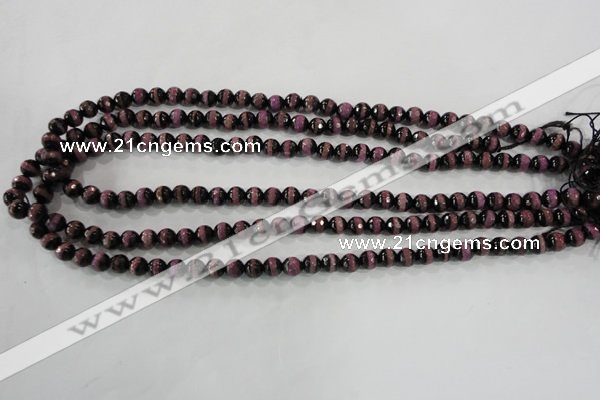 CAG5138 15 inches 6mm faceted round tibetan agate beads wholesale