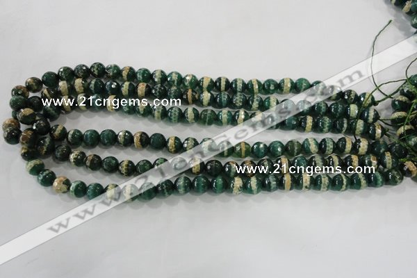 CAG5141 15 inches 8mm faceted round tibetan agate beads wholesale