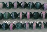 CAG5142 15 inches 8mm faceted round tibetan agate beads wholesale