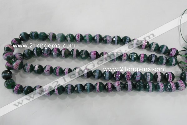 CAG5146 15 inches 10mm faceted round tibetan agate beads wholesale