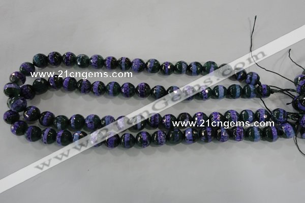 CAG5148 15 inches 10mm faceted round tibetan agate beads wholesale