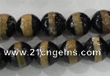 CAG5152 15 inches 12mm faceted round tibetan agate beads wholesale