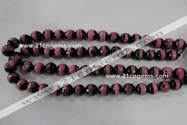 CAG5154 15 inches 12mm faceted round tibetan agate beads wholesale