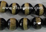 CAG5157 15 inches 12mm faceted round tibetan agate beads wholesale