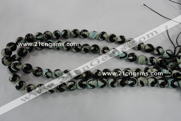 CAG5161 15 inches 10mm faceted round tibetan agate beads wholesale