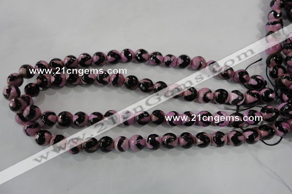 CAG5162 15 inches 10mm faceted round tibetan agate beads wholesale