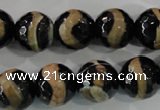 CAG5168 15 inches 14mm faceted round tibetan agate beads wholesale