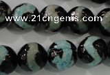 CAG5169 15 inches 14mm faceted round tibetan agate beads wholesale