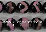 CAG5170 15 inches 14mm faceted round tibetan agate beads wholesale