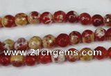 CAG5186 15 inches 6mm faceted round fire crackle agate beads