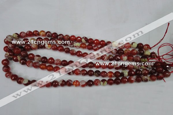 CAG5187 15 inches 8mm faceted round fire crackle agate beads