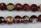 CAG5188 15 inches 10mm faceted round fire crackle agate beads