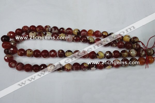 CAG5188 15 inches 10mm faceted round fire crackle agate beads