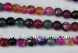 CAG5191 15 inches 6mm faceted round fire crackle agate beads