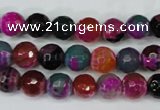 CAG5192 15 inches 8mm faceted round fire crackle agate beads