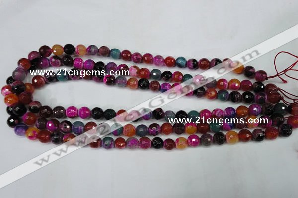 CAG5192 15 inches 8mm faceted round fire crackle agate beads